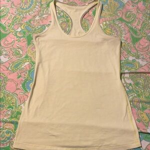 Lululemon pale yellow striped tank top